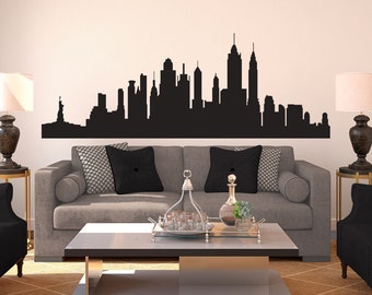 New York City Skyline Silhouette • Large • Wall Decal Custom Vinyl Art Stickers