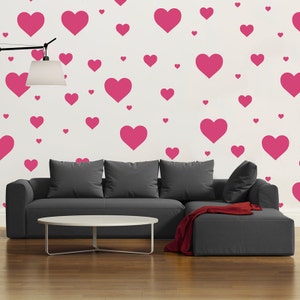 Multi-size Heart Wall Pattern Decal - Wall Decal Custom Vinyl Art Stickers for Nurseries, Living Rooms, Bedrooms, Kids Rooms, Homes