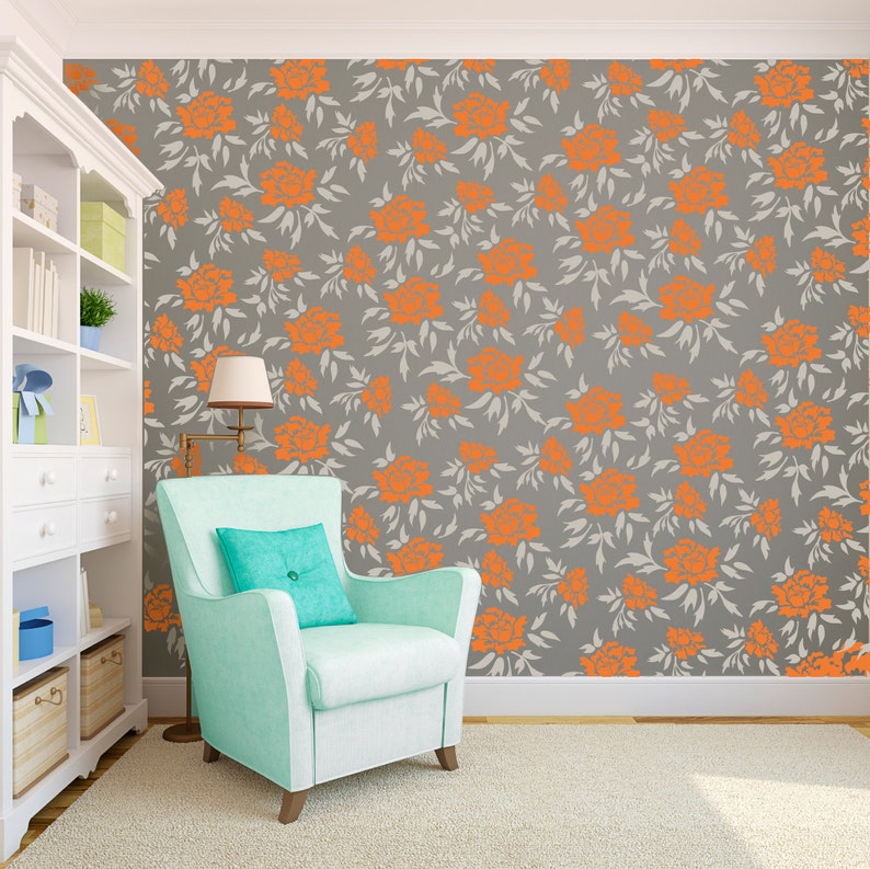 Modern Flowing Floral Pattern Wall Decal Custom Vinyl Art Etsy