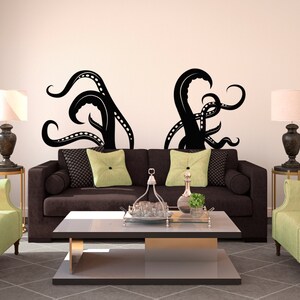 Octopus Tentacle Vinyl Wall Decal – Dramatic Ocean Bathroom Decor image 3