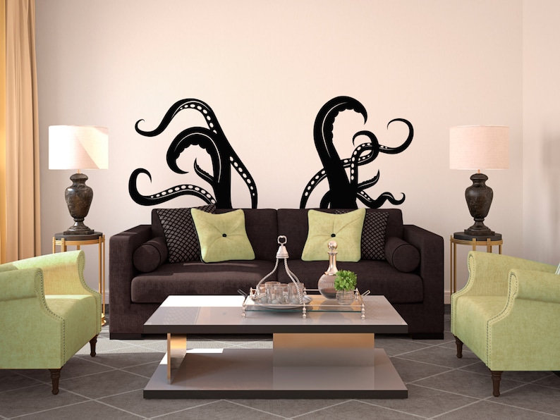 Octopus Tentacle Vinyl Wall Decal – Dramatic Ocean Bathroom Decor image 3