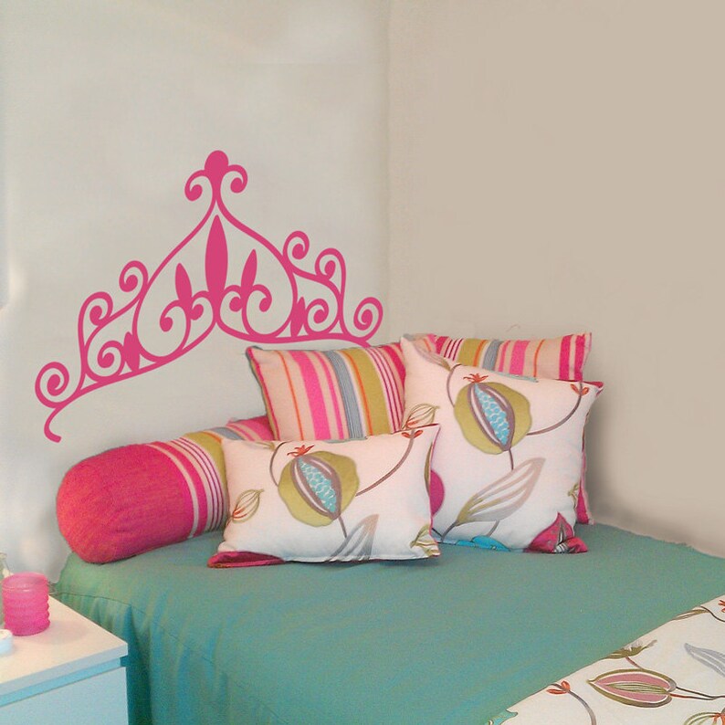 Princess Tiara Headboard Crown Vinyl Wall Decal Kids Room Etsy