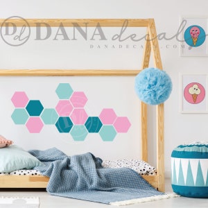 Small 7&quot; x 6&quot; Modern Hexagon Honeycomb Wall Pattern Decals - Wall Decal Custom Vinyl Art Stickers for Nurseries, Kids Room Decor, Classroom