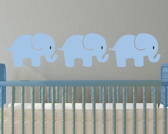 Adesivo murale con elefantini - Decorazione murale in vinile personalizzata per la cameretta dei bambini