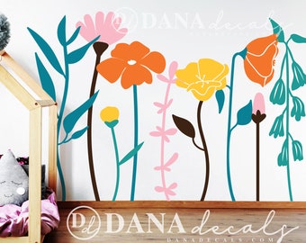 Wildflower Wall Decals – Kid's Room Floral Mural Art