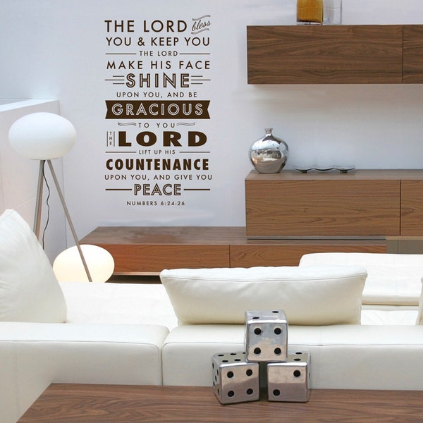 Benediction Verse -Numbers 6:24-26- Citation - Wall Decal Custom Vinyl Art Stickers