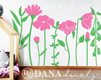 Floral Wall Decals – Wildflower Garden Mural, Kids Room Decor