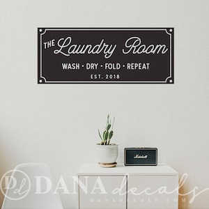 Custom Laundry Room Established - Wall Decal Custom Vinyl Quote Sign for Laundry Room Decor, Laundromats, Washer & Dryer, Modern, Farmhouse