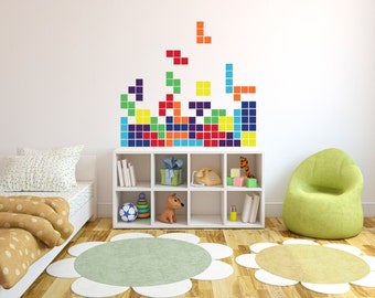 Small Tetris Vintage Arcade Game - Wall Decal Custom Vinyl Art Stickers
