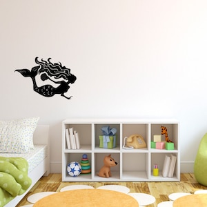 Mermaid Decal with Sea Shell for Bathrooms and Kids Rooms - Wall Decal Custom Vinyl Art Stickers for Homes, Classrooms, Libraries