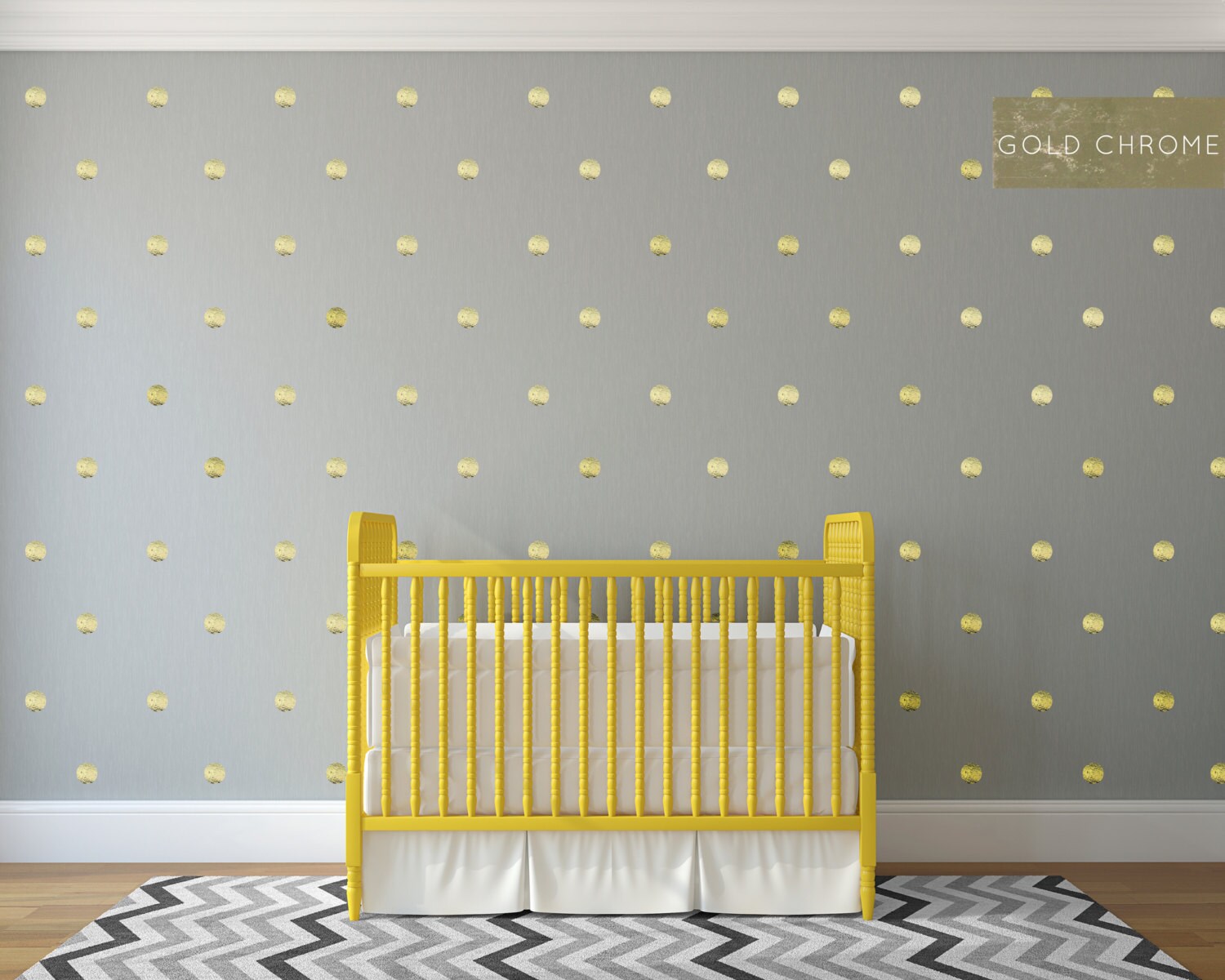 50 3inch Gold Polka Dot Pattern Chrome Gold Foil Wall Decal Etsy