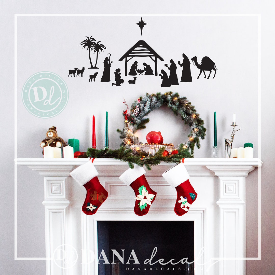 Nativity Silhouette Scene Wall Decal Custom Chalkboard Vinyl Art Stickers for Kids Rooms