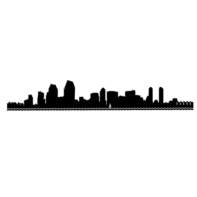 San Diego Skyline Silhouette Wall Decal Custom Vinyl Art ...