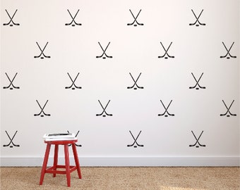 Hockey Pattern Repeatable Sports Decal - Pattern Designs - Wall Decal Custom Vinyl Art Stickers for Homes, Playrooms, Kid rooms, Offices