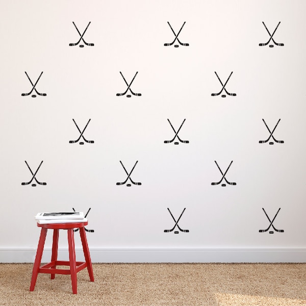 Hockey Pattern Repeatable Sports Decal - Pattern Designs - Wall Decal Custom Vinyl Art Stickers for Homes, Playrooms, Kid rooms, Offices