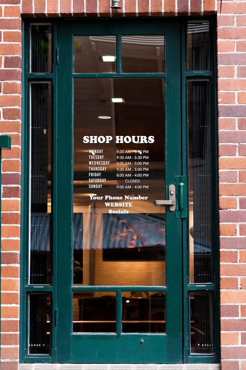 Hour Loop Storefront Custom Business Hours Decal - Storefront Vinyl Sign - Etsy