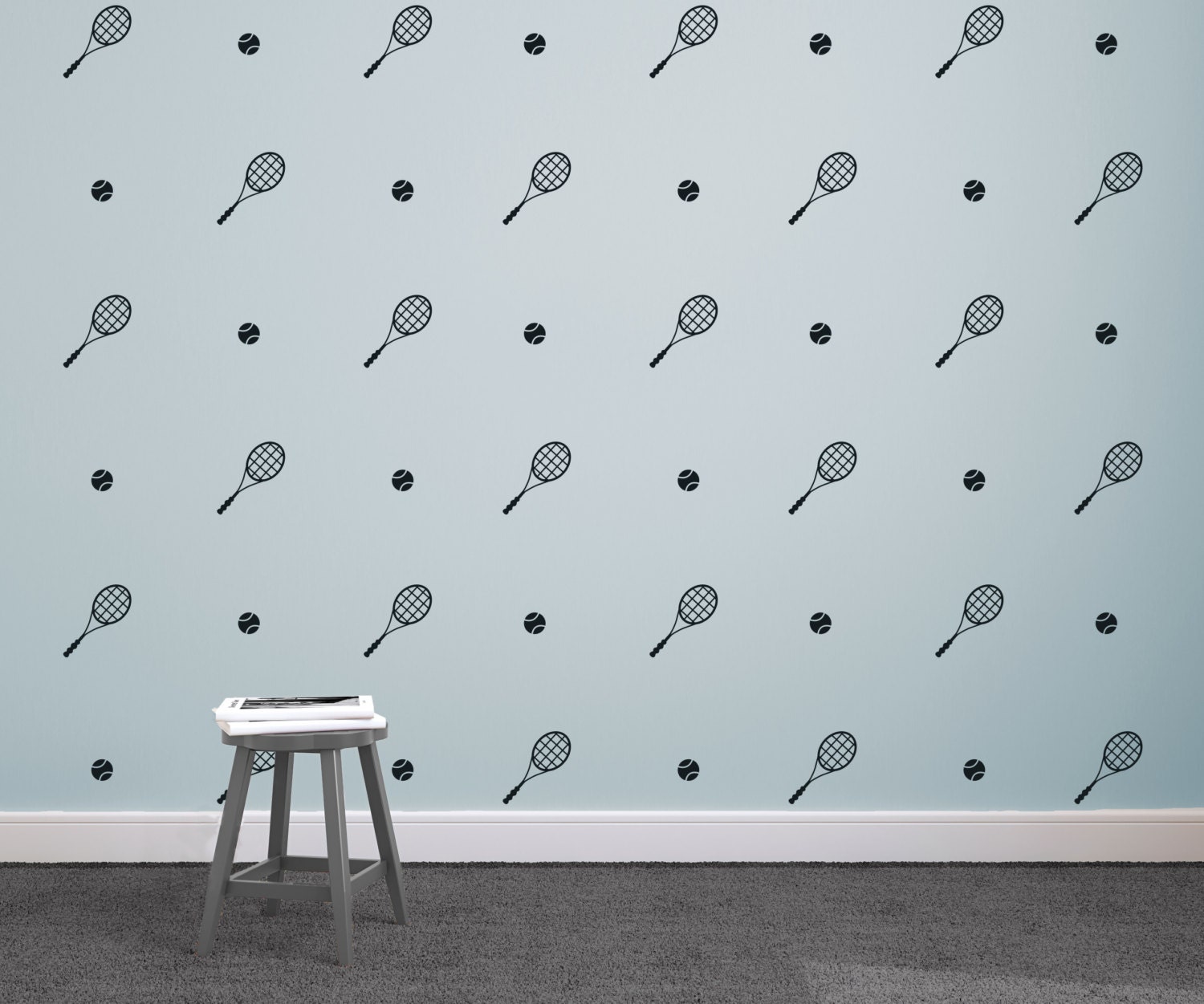 Tennis Ball & Racquet Icons Sports Decal Pattern Designs | Etsy