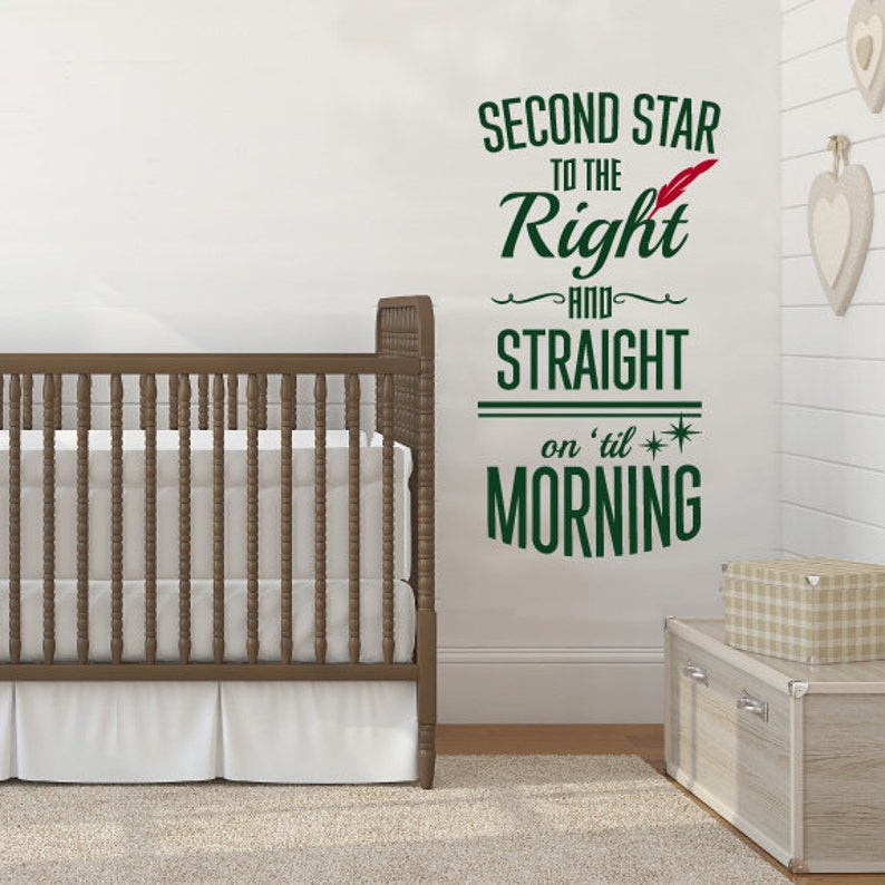 Peter Pan Quote Vinyl Wall Decal – Second Star to the Right - Etsy