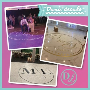 Wedding Dance Floor Circle Monogram Vinyl Decal Removable for Custom Personalized Wedding Decor