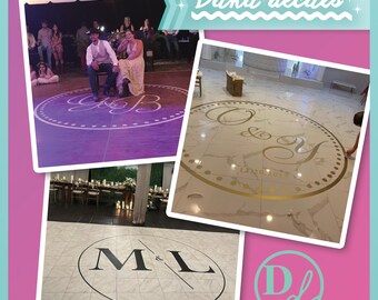 Wedding Dance Floor Circle Monogram Vinyl Decal Removable for Custom Personalized Wedding Decor