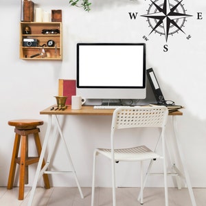 Compass Nautical Decor Modern Design -  Wall Decal Custom Vinyl Art Stickers for Kids Rooms, Bedrooms, Homes, Classrooms, Offices