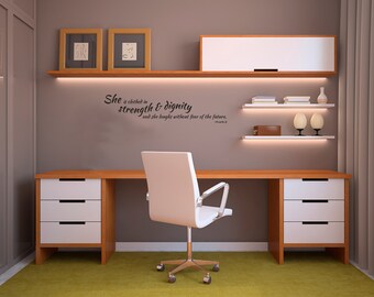 Strength and Dignity Proverbs 31 Verse Quote - Vinyl Wall Art Decal Custom Stickers