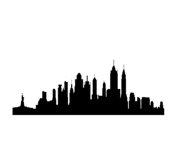 New York City Skyline Silhouette \u2022 Medium \u2022 Wall Decal Custom Vinyl Art Stickers