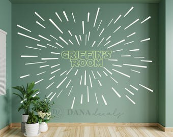 Personalized Star Wars Wall Decal Large Hyperspace Space Vinyl Sticker Kids Bedroom Decor