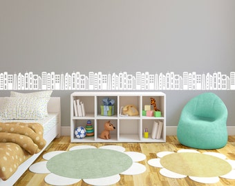 Simple Geometric City Skyline Border  - Wall Decal Custom Vinyl Art Stickers