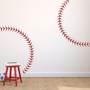 Large Baseball Seams Stitching - Vinyl Wall Art Decal Custom Stickers for Sports Fans, Schools, Locker Rooms, Homes, Kids Rooms