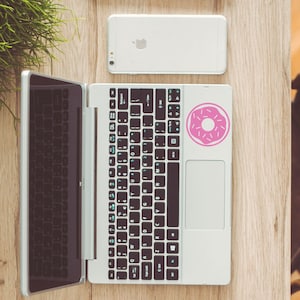 Cute Donut Sticker - Laptop, Car, Binder, Window Vinyl Decal Pink, White and Black
