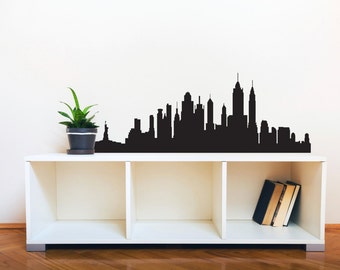 New York City Skyline Silhouette  • Small • Wall Decal Custom Vinyl Art Stickers