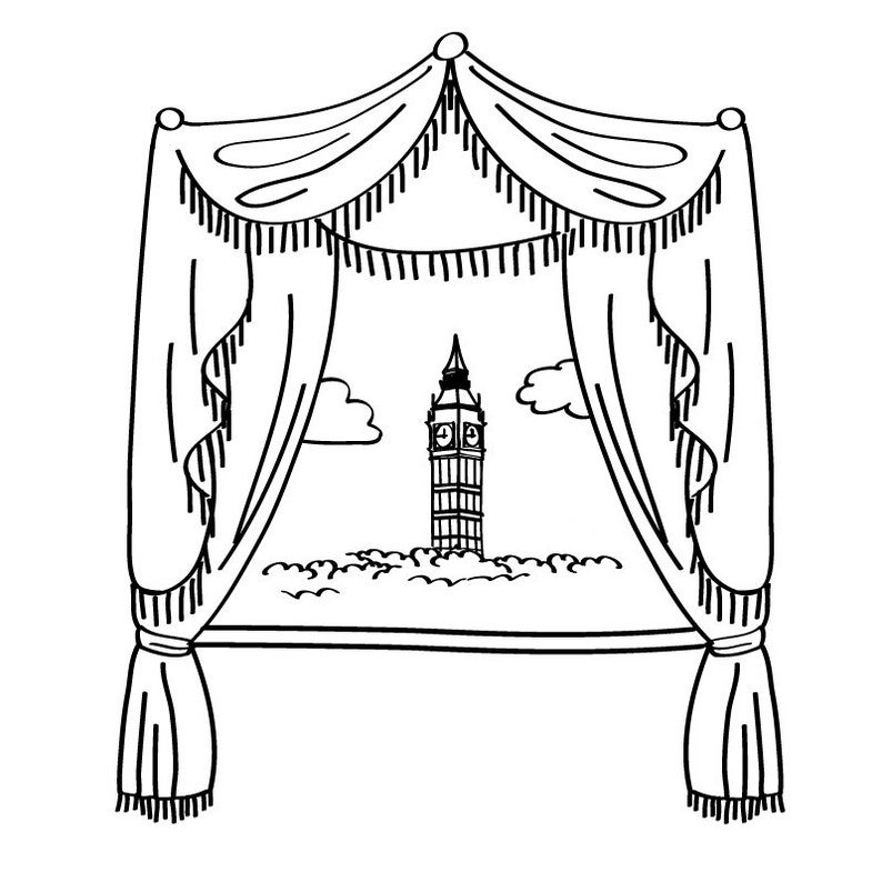 Wall Decal Custom Vinyl Art Stickers for Dorm Rooms Hall Way Classrooms Homes London with Big Ben Scene Doodle Kids Rooms