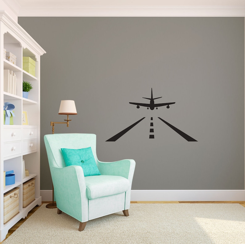 Airplane Aircraft Landing Strip - Wall Decal Custom Vinyl Art Stickers ...