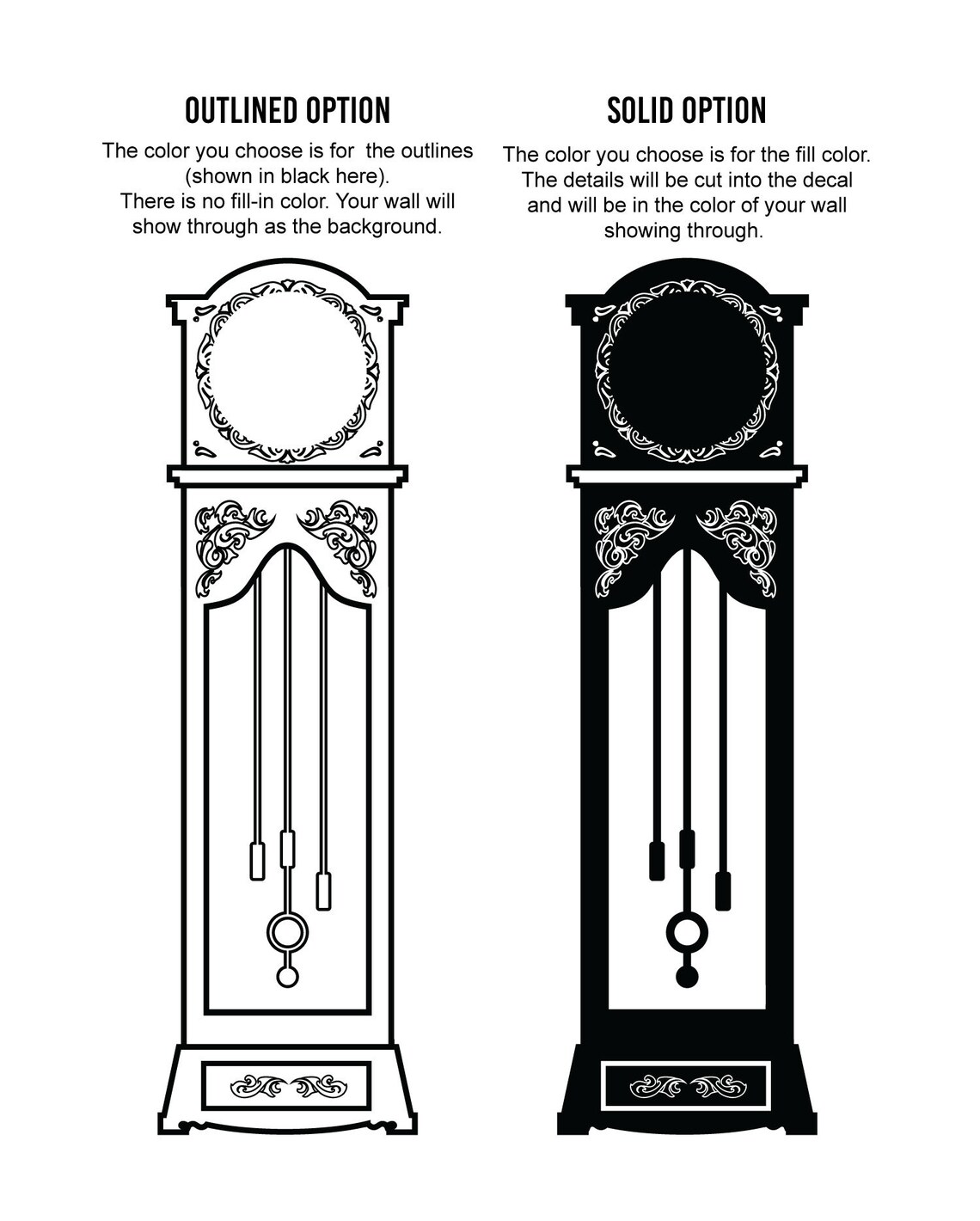 Detailed Antique Grandfather Clock Flat Vinyl Wall Decal Etsy