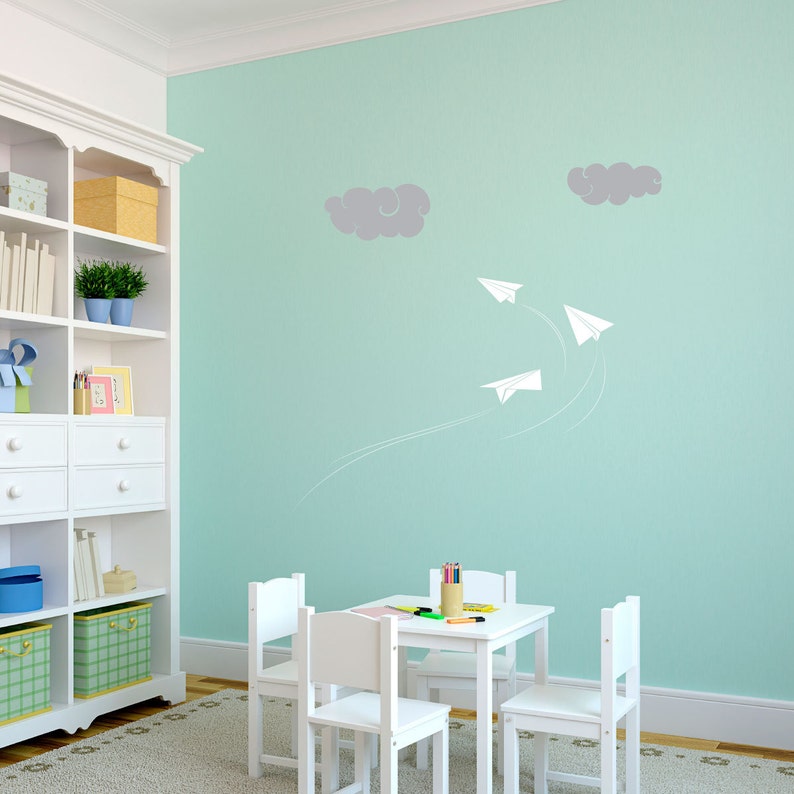 Paper Airplanes Wall Decal Custom Vinyl Art Stickers Etsy