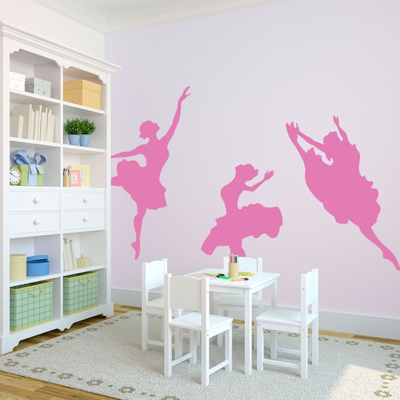 Set Of Three Dancing Ballerinas Wall Decal Custom Vinyl Art Etsy