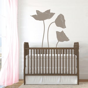 Poppy Flowers Wall Decal, 1 Color - Vinyl Wall Art Decal for Nurseries, Kids Rooms, and Modern Homes
