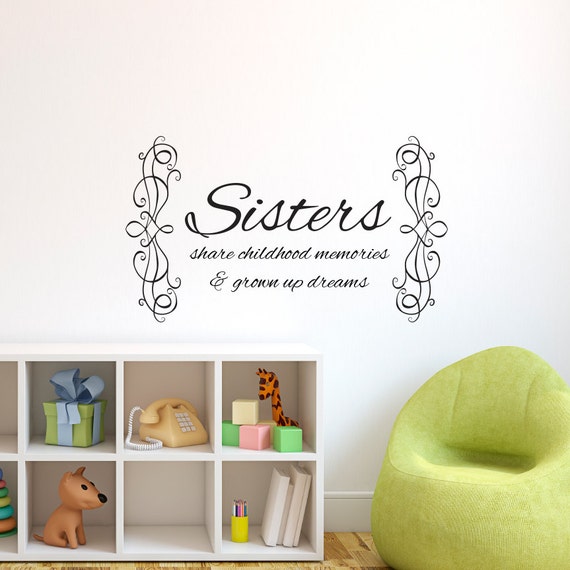 Sisters Childhood Memories Quote Wall Decal Custom Vinyl Art | Etsy