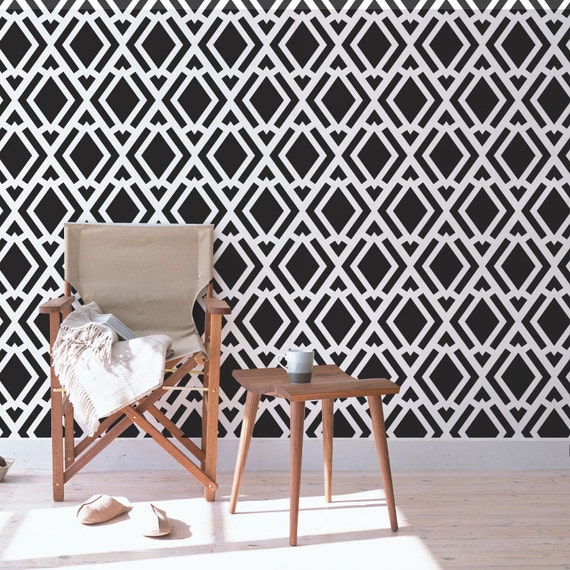 Modern Diamond Pattern Wall Decal - Vinyl Accent Wall Stickers