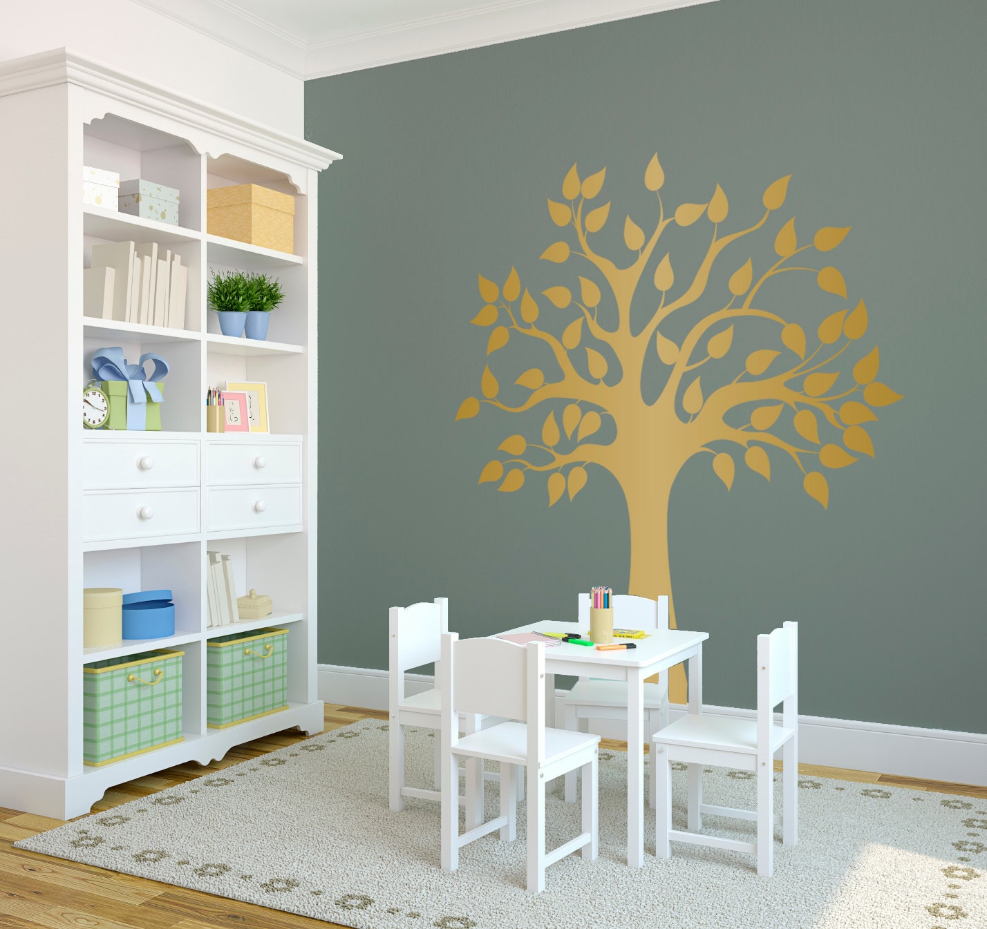 Modern Nature Tree Wall Decal Custom Vinyl Art Stickers
