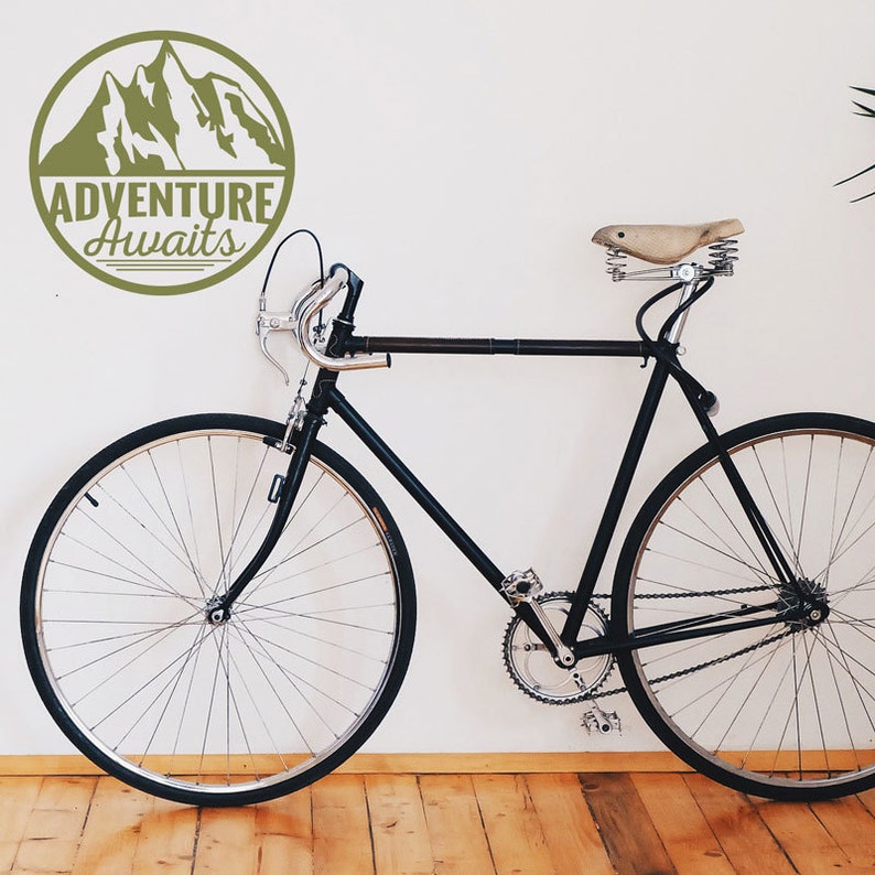 Adventure is Out There Decal Sticker Wanderlust Mountains Vinyl Wall Decal Over 50 Colors Adventure Awaits
