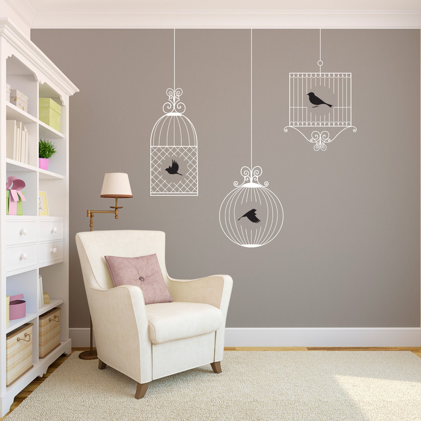 Ornamental Bird Cages Wall Decal Custom Vinyl Art Stickers Etsy