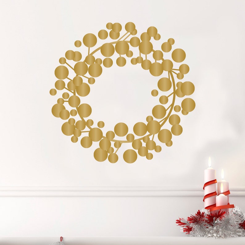 Modern Christmas Wreath wall Decal Custom Vinyl Art Stickers Etsy