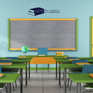 Lehrer Personalisierte benutzerdefinierte Classrom Willkommen Aufkleber mit Büchern - Wandaufkleber Benutzerdefinierte Vinyl-Kunstaufkleber für Schulbibliotheken und Klassenzimmer