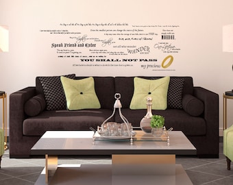 Lord of the Rings Quote Collection with Ring - Wall Decal Custom Vinyl Art Stickers