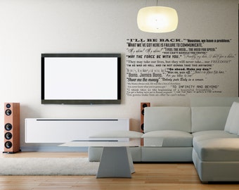 Famous Movie Quotes Wall Quotes Decal Collection - Classic Cinema Entertainment Custom Vinyl Art Stickers for Film Schools, Movie Buffs