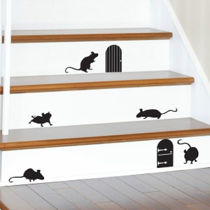 Mice Doors Silhouettes - Animal -  Wall Decal Custom Vinyl Art Stickers for Homes, Schools, Kids Rooms, Offices, Interior Designers