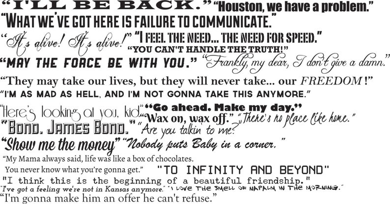 Famous Movie Quotes Wall Quotes Decal Collection Classic - Etsy