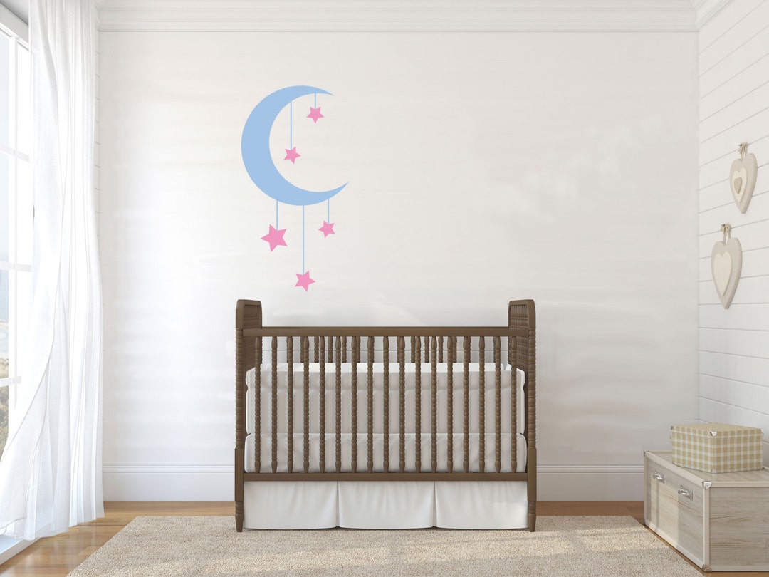 Moon and Stars Vinyl Wall Decal – Nursery Kids Room Decor - Etsy